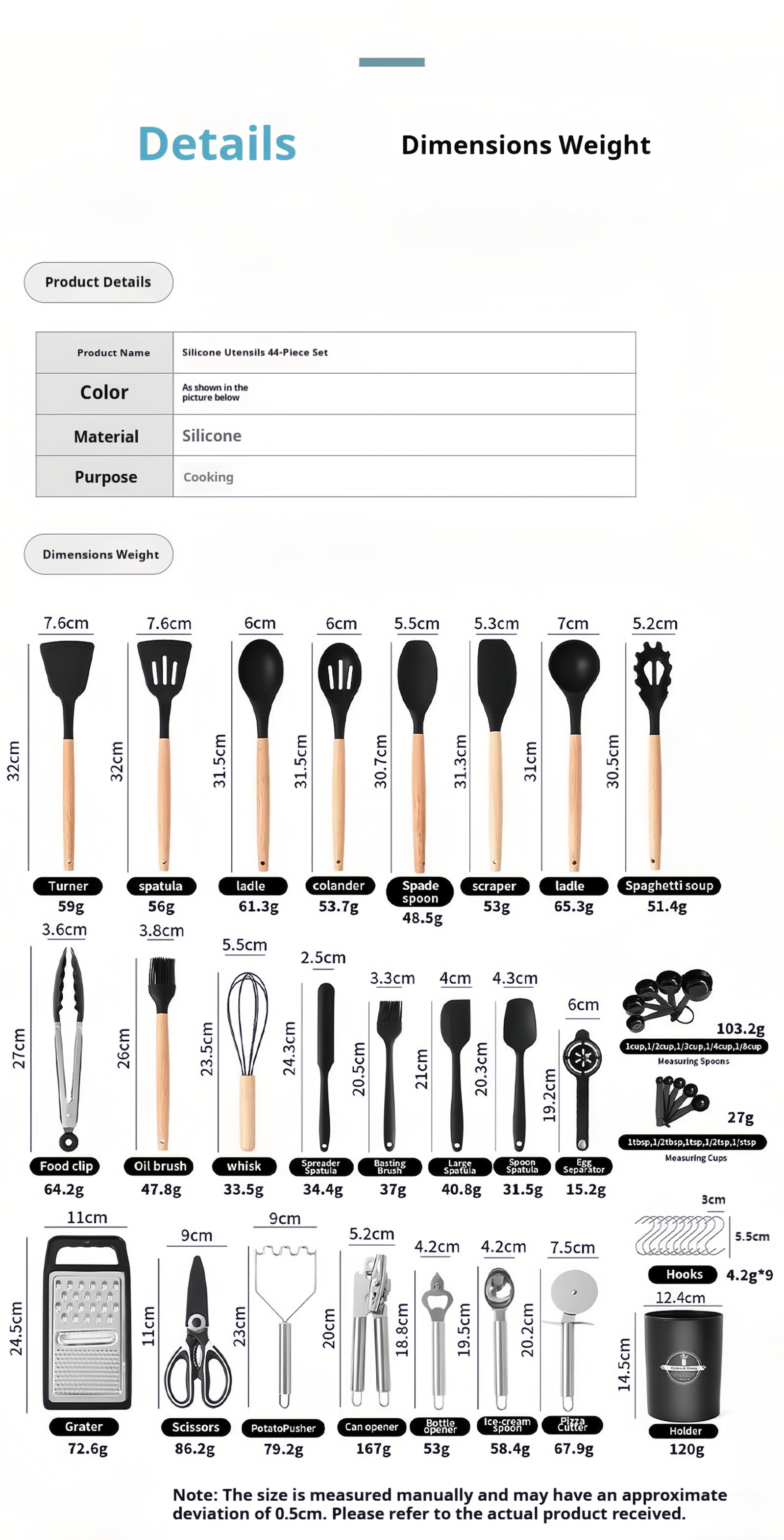 Set of 44 Pieces Non-stick Silicone Utensils & Cooking Tools