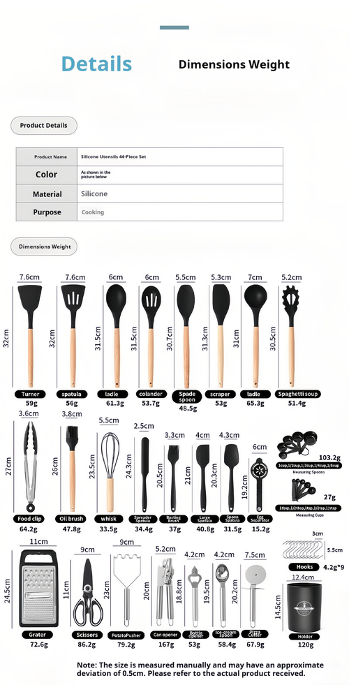 Set of 44 Pieces Non-stick Silicone Utensils & Cooking Tools