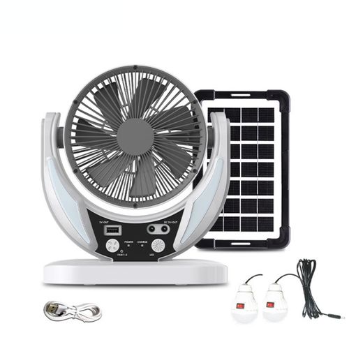 Solar Fan AC DC Rechargeable Mini Table fan Outdoor Camping Emergency with LED USB Ports Home Office Cooling Air Fans