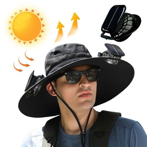 Wide Brim Solar Fan Outdoor Fishing Hat,Men Sun Hat with Solar Fan Fishing Hats,Solar Fan Hat Upf50+ Fan Hat
