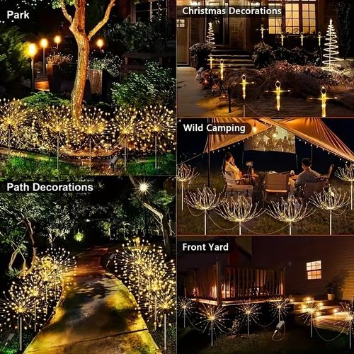 🔥Hot Seller🔥 COD！LED Solar Stake Firework LightsSolar Powered Dandelion Fireworks Light with Remote Control, Shape, Used for Lawn Landscape Lights, Suitable for Christmas IPX4