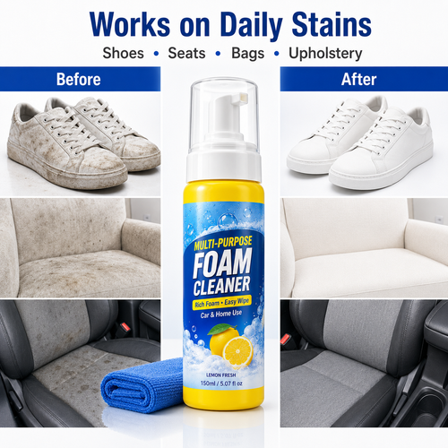 🔥Hot Seller🔥 COD！Multifunctional Foam Cleaner (Cross-Border): Powerful Stain Removal for Car Interiors, Leather Seats, and White Sneakers