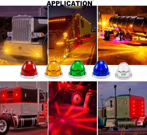 🔥Hot Seller🔥 COD！Cross-Border Plastic Watermelon-Shaped LED Truck Side Lights (Constant On + Strobe) RGB Truck Parking Lights, Indicator Lights, and Chassis Lights