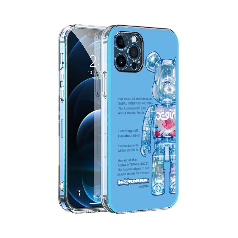 Luminous phone case with intelligent voice control to flash, violent bear glass case suitable for iPhone 12Pro 13