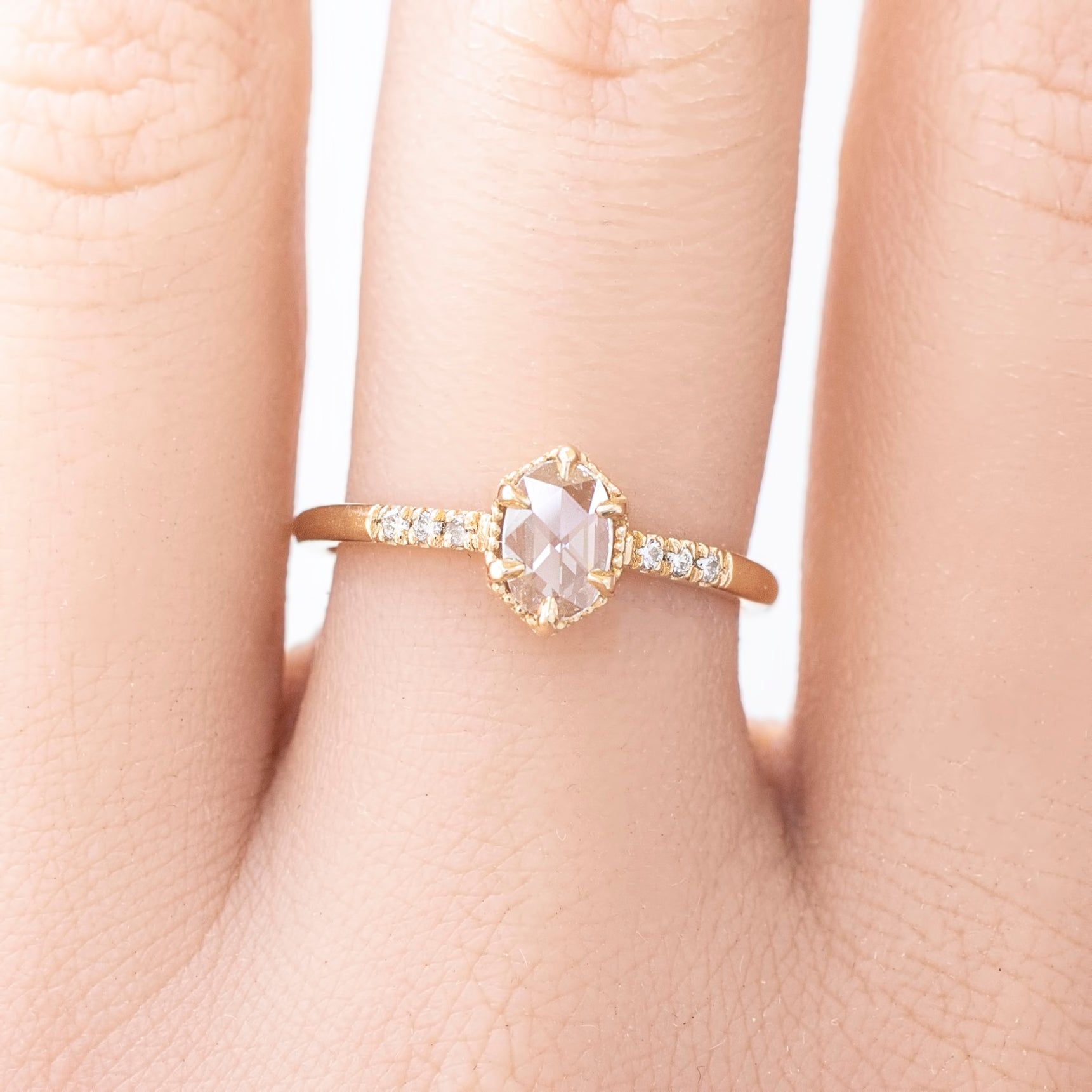 Grace Ring, 0.37ct Oval Rose Cut Diamond, 14K Yellow Gold (One of a kind)