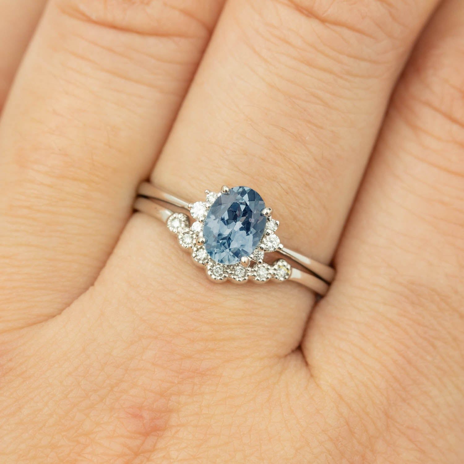 Lena Ring -0.91ct Light Aqua Blue Montana Sapphire, 14k White Gold  (One of a kind)