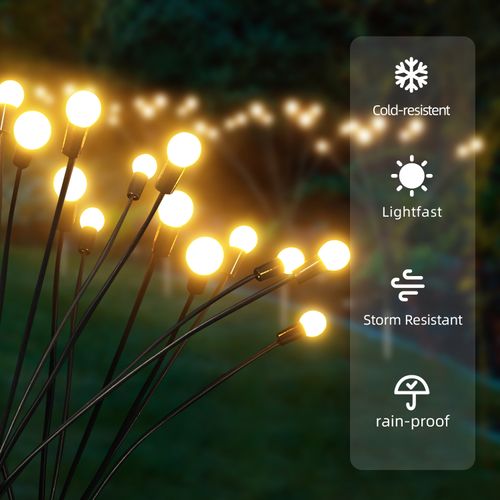 SolarPowered Lawn LightsWind-Activated Firefly Lights LED Outdoor Garden Courtyard Ground-Stake Lights  Waterproof Outdoor Camping Lights