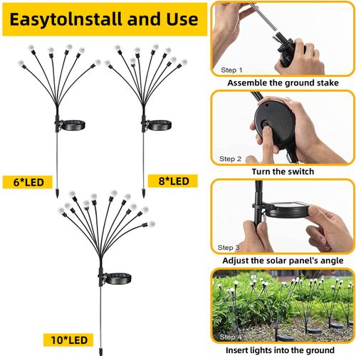 SolarPowered Lawn LightsWind-Activated Firefly Lights LED Outdoor Garden Courtyard Ground-Stake Lights  Waterproof Outdoor Camping Lights