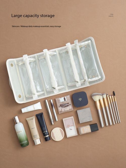 2026 New 4-in-1 Detachable Foldable Makeup Bag - Large Capacity Travel Cosmetic Organizer for Kenyan Women