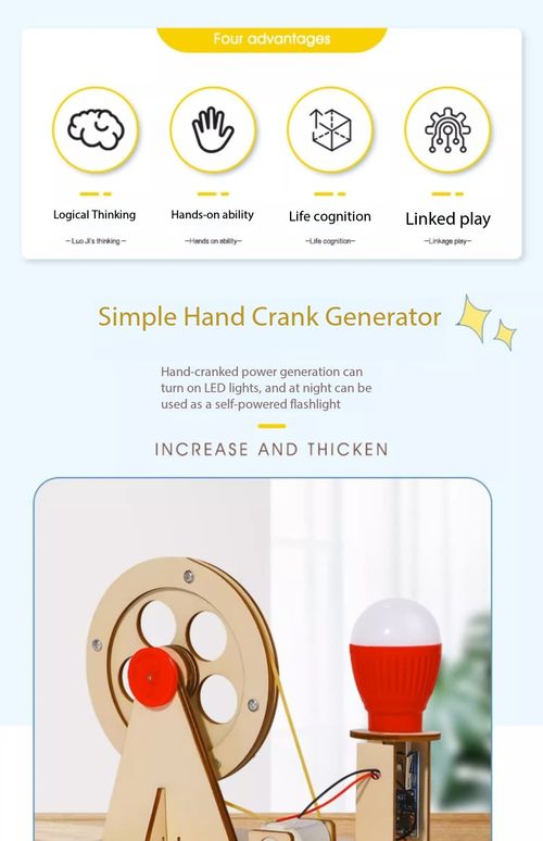 🔬 Hand-Crank Generator Science Experiment Kit - DIY STEM Educational Toy for Kids & Students