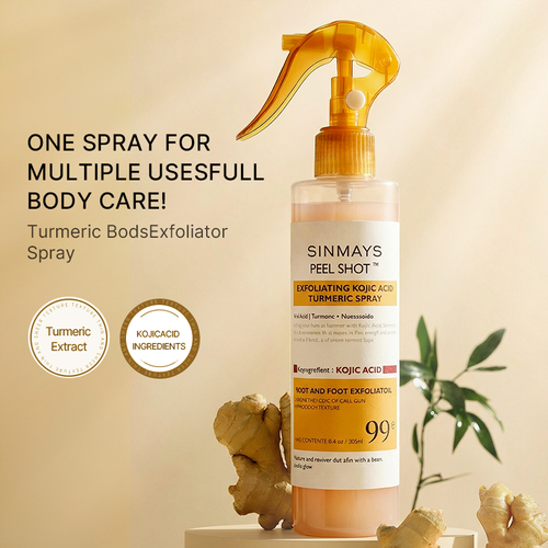 Exclusive Organic Body & Face Exfoliating Spray — Infused with Kojic Acid and Turmeric — Deep Cleansing, Exfoliating, Moisturizing, and Skin-Smoothing — Suitable for Women