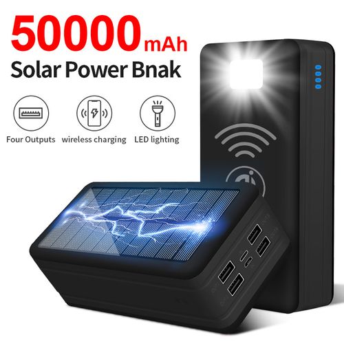 50000mAh Large Capacity Solar Wireless Power Bank with LED Camping Lantern - Fast Charge Outdoor Portable Charger (Private Mold)