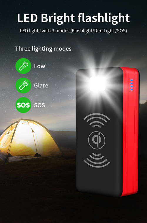 50000mAh Large Capacity Solar Wireless Power Bank with LED Camping Lantern - Fast Charge Outdoor Portable Charger (Private Mold)
