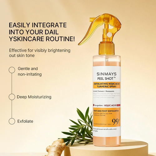 Exclusive Organic Body & Face Exfoliating Spray — Infused with Kojic Acid and Turmeric — Deep Cleansing, Exfoliating, Moisturizing, and Skin-Smoothing — Suitable for Women