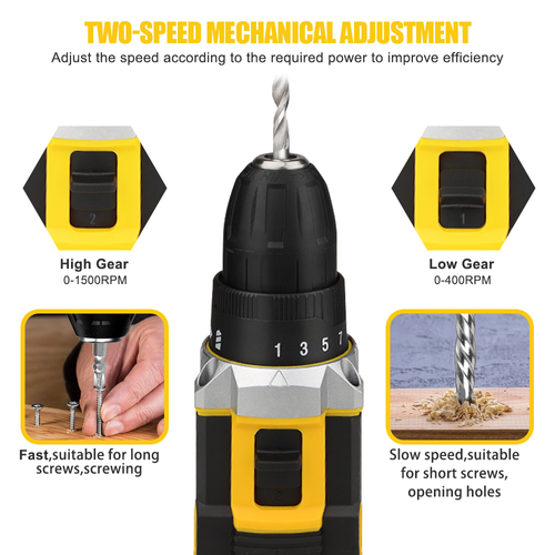 21V Cordless Lithium-Ion Impact Drill Household Portable High-Power Rechargeable Cordless Drill & Screwdriver