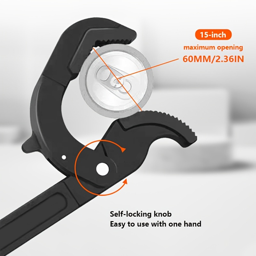 Large-Jaw Adjustable Wrench — Self-Locking, Quick-Opening Pipe Wrench