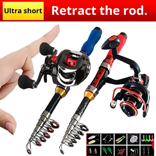 Complete Telescopic Fishing Rod Set — Mini Portable Sea Rod Kit, Includes Full Set of Fishing Gear