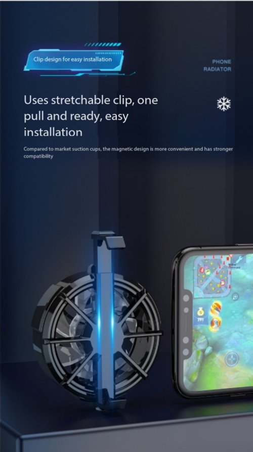 Semiconductor TEC Phone Cooler with Clip-On Design - Instant Cooling Gaming Radiator & Turbo Fan Accessory