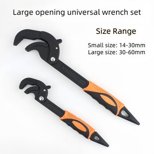 Large-Jaw Adjustable Wrench — Self-Locking, Quick-Opening Pipe Wrench