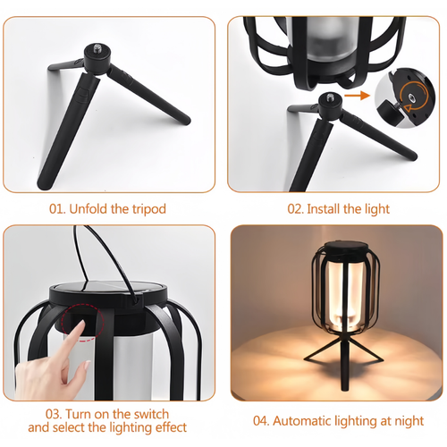 Solar Garden Light Solar Lantern — Energy-Saving, Waterproof Solar Camping Light with Tripod