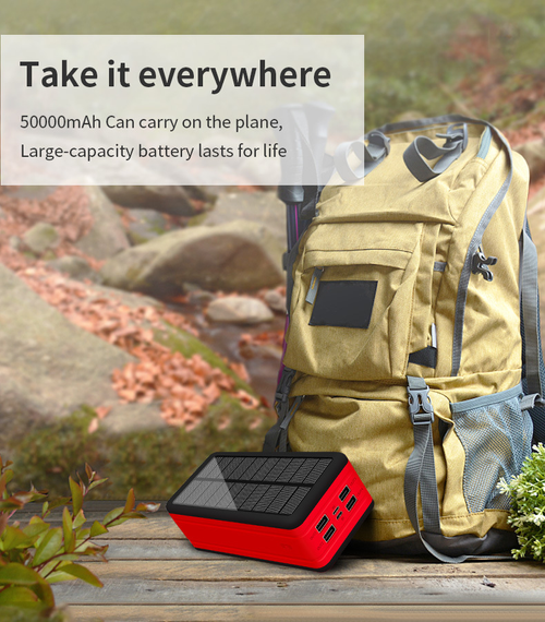 50000mAh Large Capacity Solar Wireless Power Bank with LED Camping Lantern - Fast Charge Outdoor Portable Charger (Private Mold)