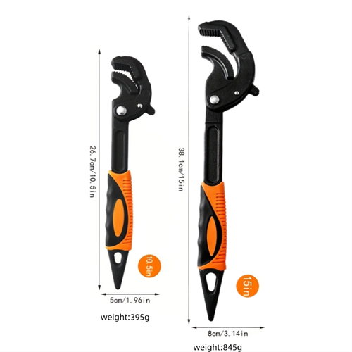 Large-Jaw Adjustable Wrench — Self-Locking, Quick-Opening Pipe Wrench
