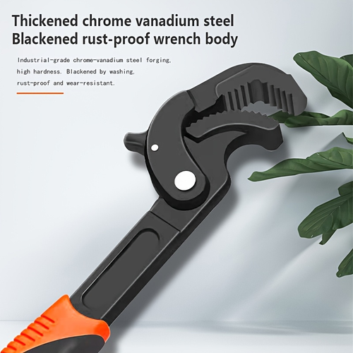 Large-Jaw Adjustable Wrench — Self-Locking, Quick-Opening Pipe Wrench