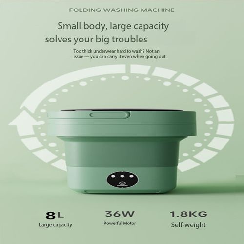8L Compact Foldable Washer with Spin Dry - Perfect for Student Dorm, Travel, Camping & Baby Care