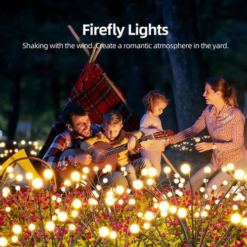 SolarPowered Lawn LightsWind-Activated Firefly Lights LED Outdoor Garden Courtyard Ground-Stake Lights  Waterproof Outdoor Camping Lights