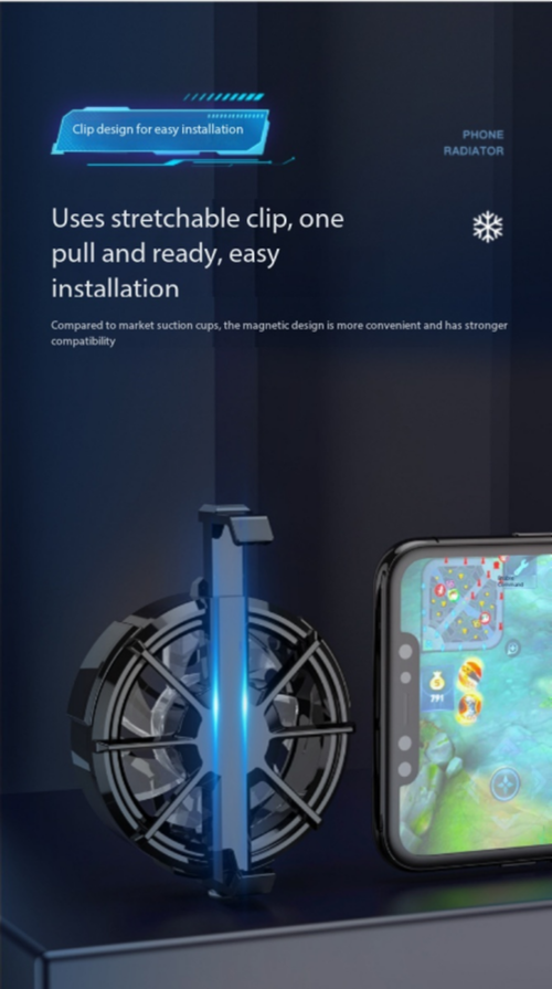 Semiconductor TEC Phone Cooler with Clip-On Design - Instant Cooling Gaming Radiator & Turbo Fan Accessory