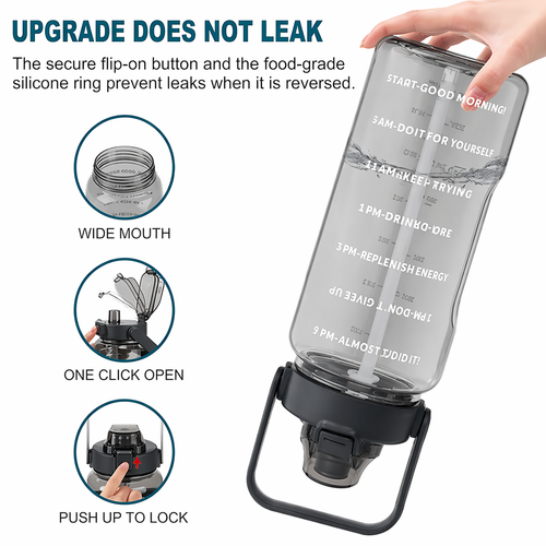 Large-Capacity Sports Water Bottle with Straw
