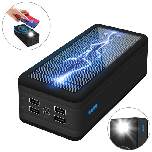 50000mAh Large Capacity Solar Wireless Power Bank with LED Camping Lantern - Fast Charge Outdoor Portable Charger (Private Mold)