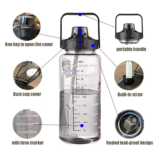 Large-Capacity Sports Water Bottle with Straw