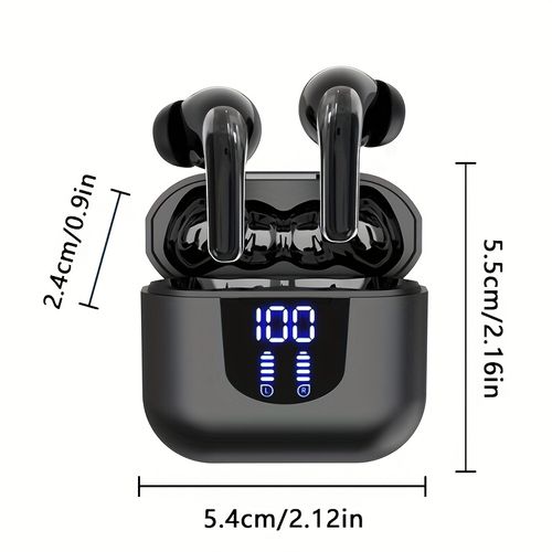 Wireless earphones, 5.3 wireless Bluetooth earphones, 13mm sound unit, 30-hour battery life, Type-C fast charging case, stereo wireless in-ear headphones, suitable for iPhone and Android devices, gaming, business and sports earbuds.
