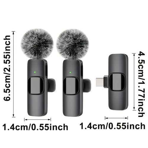 Wireless lapel microphone, suitable for iPhone, iPhone 15, Android, iPad. Professional recording wireless microphone. Lapel microphone, used for recording interview videos and podcasts - Black New Year's Gift, a gift for him.