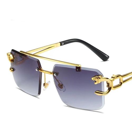 European and American style frameless sunglasses with leopard head design for men and women, sports glasses.
