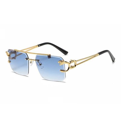 European and American style frameless sunglasses with leopard head design for men and women, sports glasses.