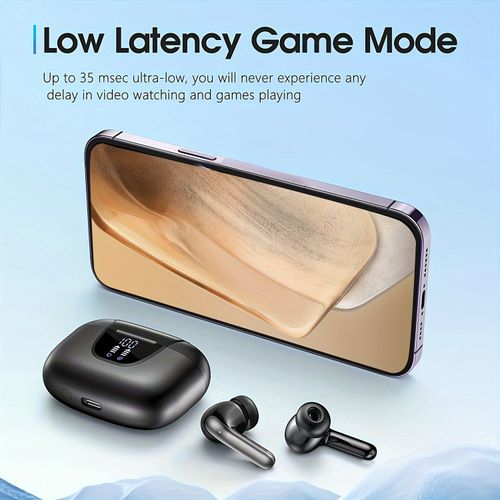 Wireless earphones, 5.3 wireless Bluetooth earphones, 13mm sound unit, 30-hour battery life, Type-C fast charging case, stereo wireless in-ear headphones, suitable for iPhone and Android devices, gaming, business and sports earbuds.