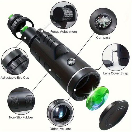 1 x 10X40 single tube telescope with manual focusing - High magnification of 10 times and a 40mm large aperture objective lens, suitable for bird watching, camping, hiking, sports, and traveling - Compact and portable design, durable and sturdy, ideal gift