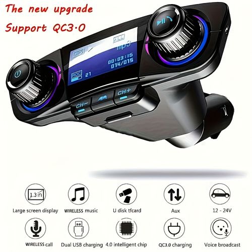 1 PC Car MP3 Player with Card Slot, AUX Bluetooth Receiver, Multi-functional Car USB Drive, Music Playback, Hands-Free Calling, Mobile Phone Charger, Car Bluetooth FM Transmitter, Car Accessories, Mobile Phone Accessories, Gift