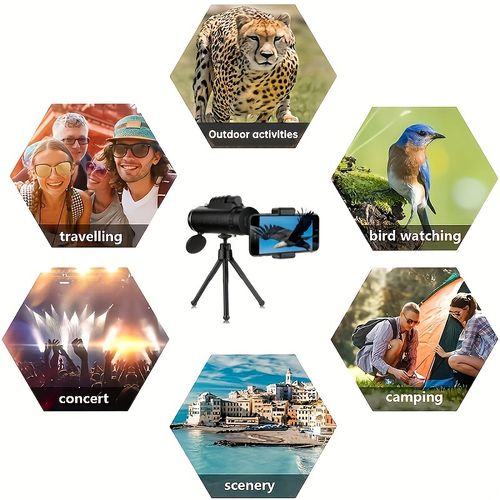 1 x 10X40 single tube telescope with manual focusing - High magnification of 10 times and a 40mm large aperture objective lens, suitable for bird watching, camping, hiking, sports, and traveling - Compact and portable design, durable and sturdy, ideal gift