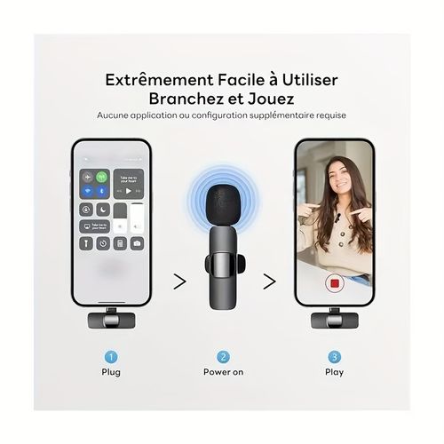 Wireless lapel microphone, suitable for iPhone, iPhone 15, Android, iPad. Professional recording wireless microphone. Lapel microphone, used for recording interview videos and podcasts - Black New Year's Gift, a gift for him.