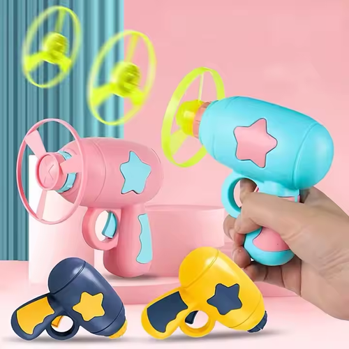 Outdoor flying bamboo dragonfly toy UFO launcher gyroscope gun with rotating toy