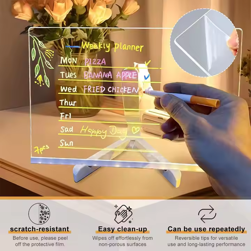 Personal creative exquisite luminous drawing board transparent desktop whiteboard erasable board with stand