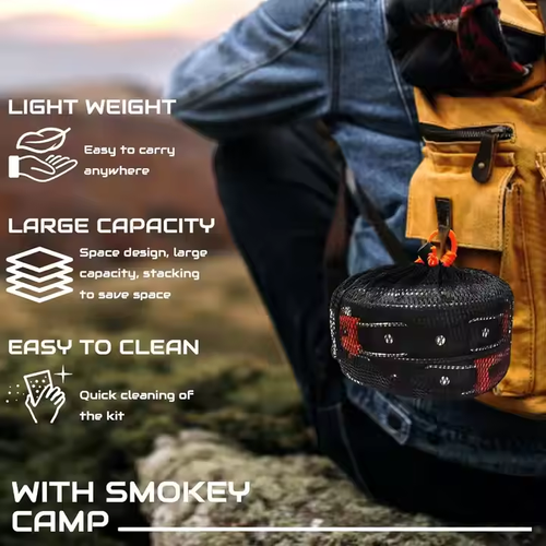 Camping Cookware Set with Kettle Camping Aluminum Cookware Set Backpacking Cookware
