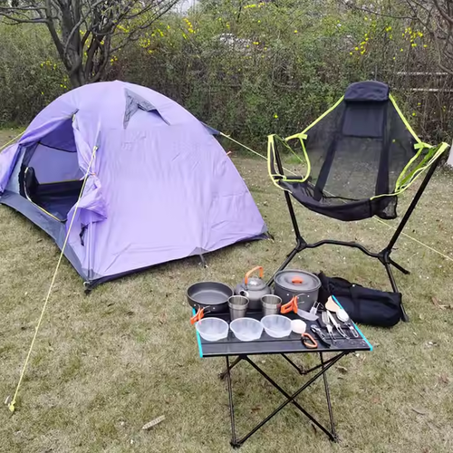 Camping Cookware Set with Kettle Camping Aluminum Cookware Set Backpacking Cookware