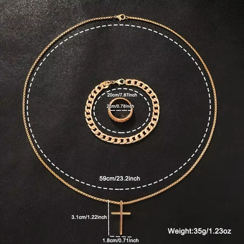 New Luxury Men's Business Watch with Steel Watch Necklace Ring