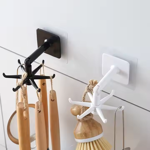 Rotating folding hook 360 degree hook self-adhesive 180 degree vertical flip hook home kitchen bathroom bedroom