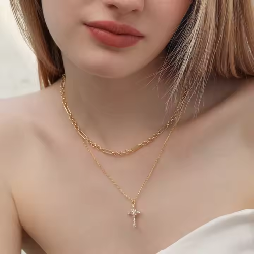 Light luxury high-end cross pendant necklace
