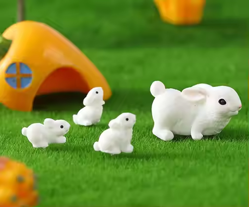 Creative Mini White Rabbit Home Decoration Cute Cartoon Simulation Animal Ornaments Easter Ornaments (10 Pieces per Pack)